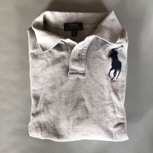 Ralph Lauren Boy’s Long sleeved Polo, Grey, Size 14-16